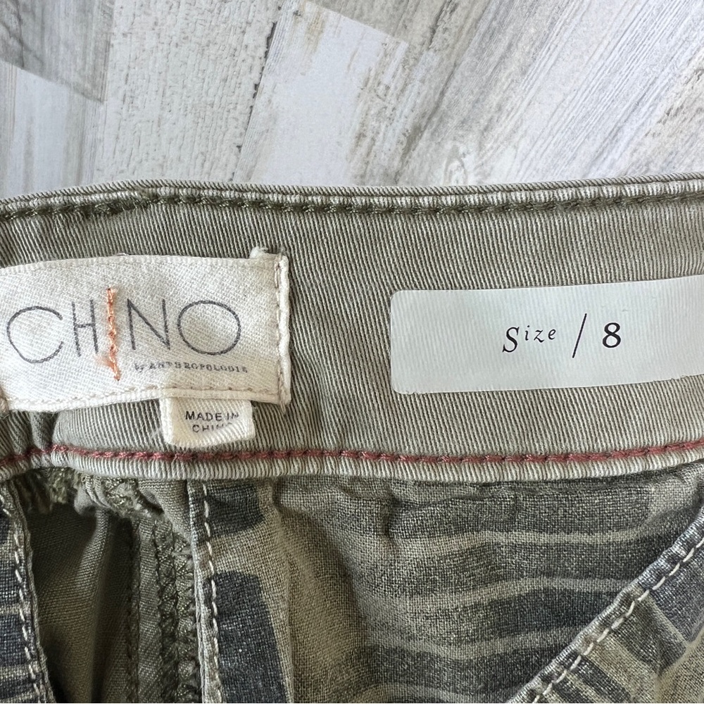 Anthropologie Wide Leg Chino Pants Women's 8 Earthy Green Boho Chic Fall Casual - Picture 8 of 15